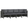 vidaXL Canapea de grădină cu 4 locuri, cu perne, gri, poliratan