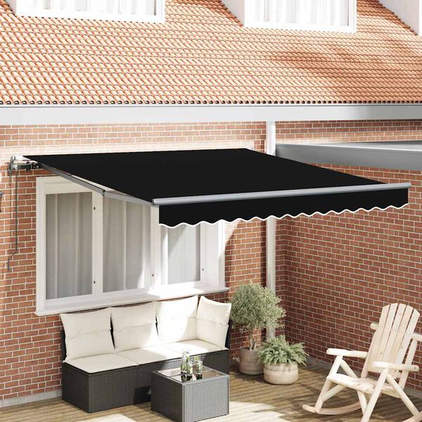 vidaXL Cortina Retractabilă Negru 350 x 250 cm Țesătură și Aluminiu