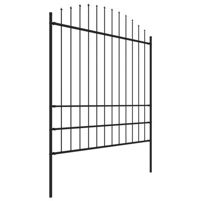 vidaXL Gard de grădină cu vârf suliță, negru, (1,75-2) x 11,9 m oțel