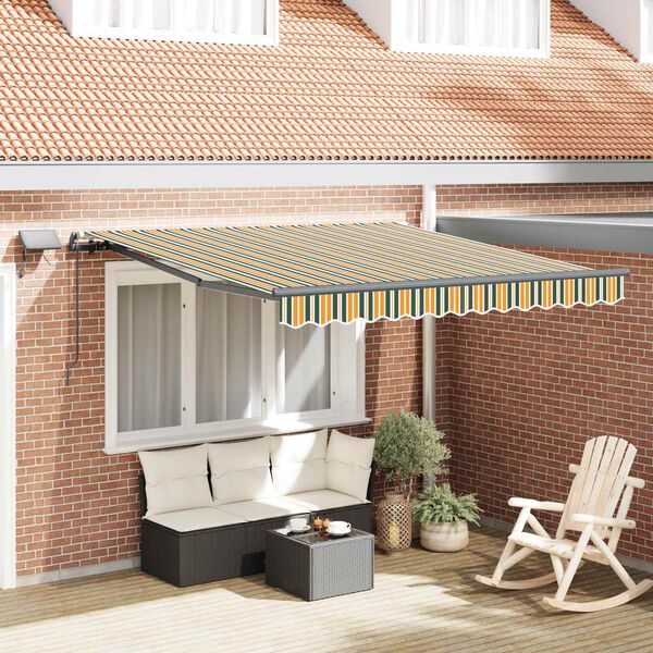 vidaXL Cortina Retractabilă Verde și galben 350 x 250 cm țesătură
