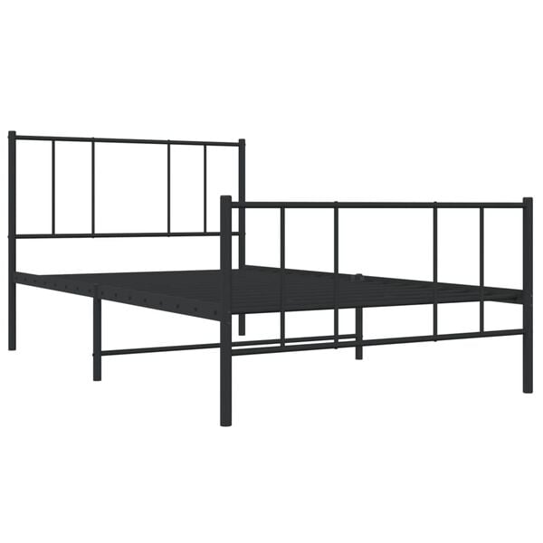 vidaXL Cadru pat metalic cu tăblii de cap/picioare, negru, 107x203 cm