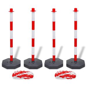 vidaXL Set 4 st&acirc;lpi de blocare & 2 lanțuri de plastic, 10 m