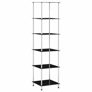 vidaXL Raft cu 6 niveluri, negru, 40 x 40 x 160 cm, sticlă securizată