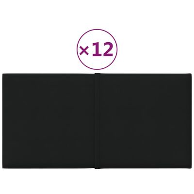 vidaXL Panouri de perete, 12 buc., negru, 30x15 cm, textil, 0,54 m²