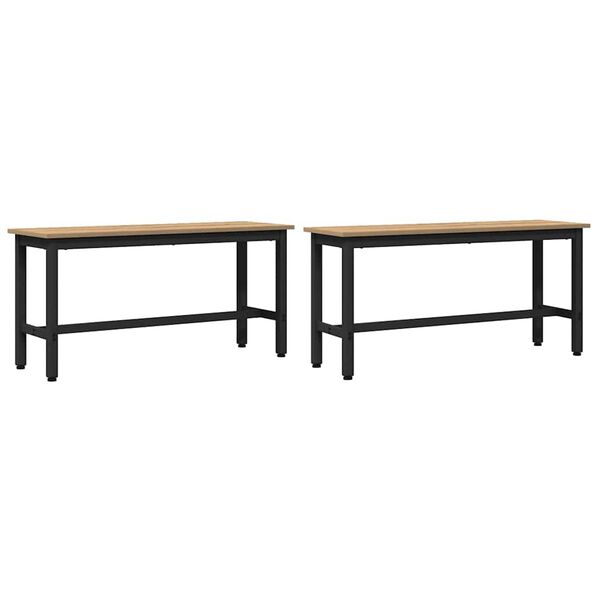 vidaXL Bancă de Dining 2 pcs Stejar Artizanal 100 x 32,5 x 48,5 cm