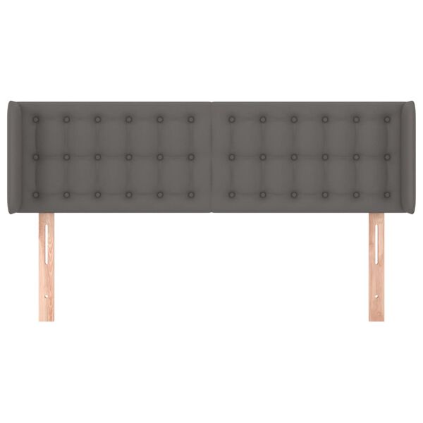 vidaXL Tăblie de pat cu aripioare gri 147x16x78/88 cm piele ecologică