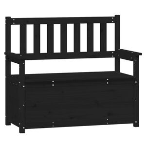 vidaXL Bancă, negru, 112,5x51,5x96,5 cm, lemn masiv de pin