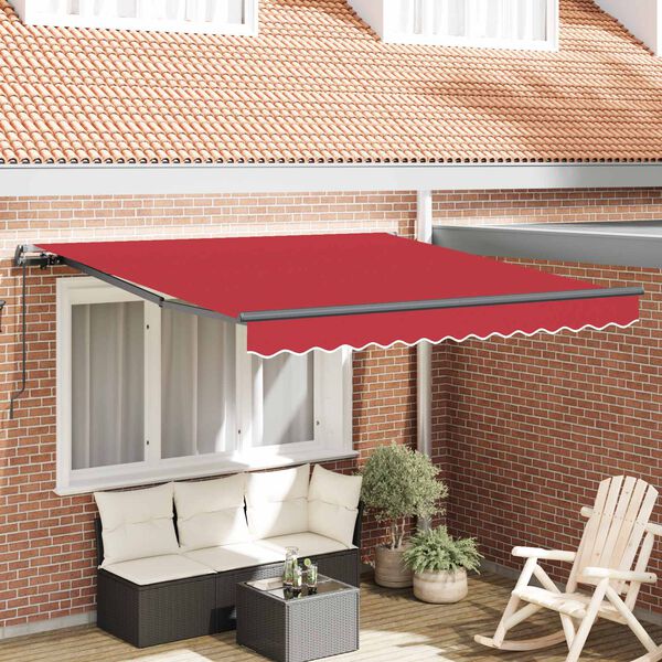 vidaXL Cortina Retractabilă Manual Roșu 350 x 250 cm Poliester și oțel