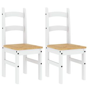vidaXL Scaune de bucătărie, 2 buc., alb, 40x46x99cm, lemn masiv de pin