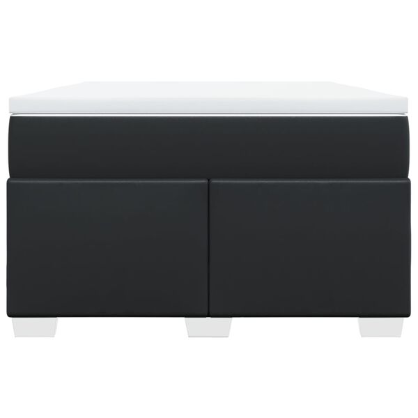 vidaXL Pat continental cu saltea, negru, 120x200 cm, piele ecologică