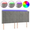 vidaXL Tăblie de pat cu LED, gri deschis, 183x16x118/128 cm, catifea