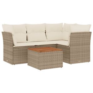 vidaXL Set canapele de grădină cu perne, 5 piese, bej, poliratan