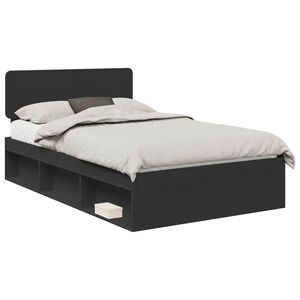 vidaXL Cadru de pat cu headboard Negru 120 x 200 cm Lemn de pin masiv