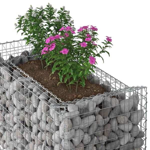 vidaXL Pat ridicat din gabion Argintiu 50 x 100 x 100 cm