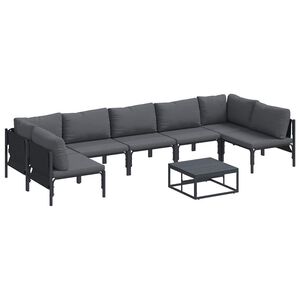 vidaXL Set de canapele pentru grădină 8 buc. Negru Oțel