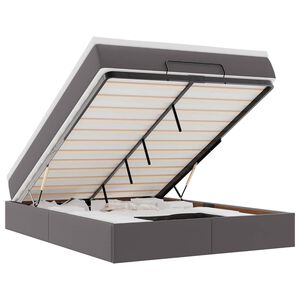 vidaXL Cadru de pat otoman cu saltea gri 140x200cm piele artificială