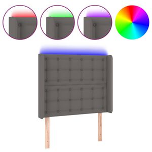 vidaXL Tăblie de pat cu LED, gri , 83x16x118/128 cm, piele ecologică