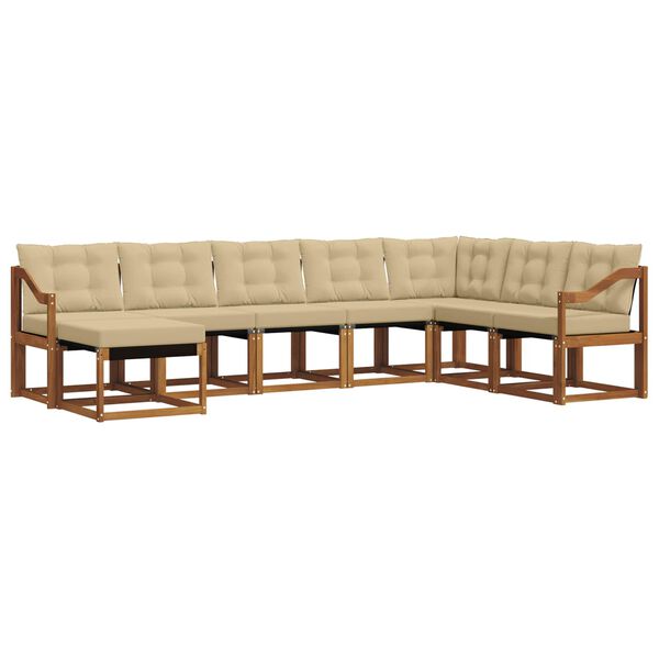 vidaXL Set de canapele de exterior cu pernă 8 pcs Natural și Bej