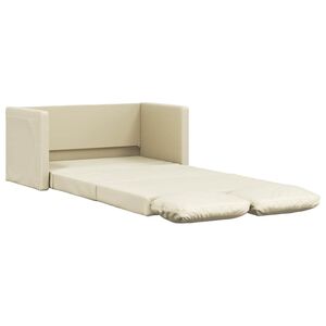 vidaXL Canapea extensibilă 2 &icirc;n 1, crem, 112x174x55cm, piele ecologică