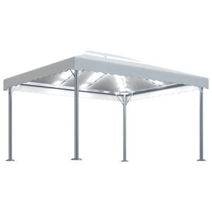 vidaXL Pavilion cu șiruri lumini LED, crem, 400x300 cm, aluminiu