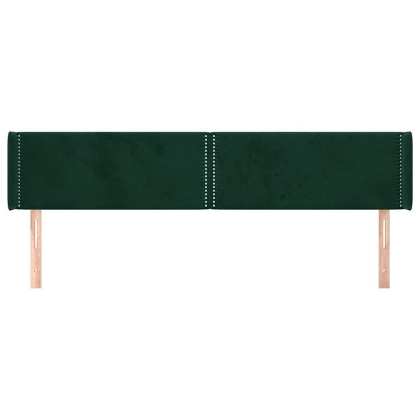 vidaXL Tăblie de pat cu aripioare verde &icirc;nchis 183x16x78/88 cm catifea