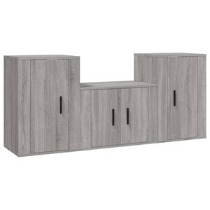 vidaXL Set dulap TV, 3 piese, gri sonoma, lemn prelucrat