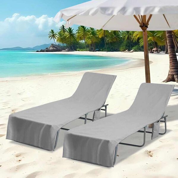 vidaXL Prosoape pentru șezlong 2 pcs Gri închis 210 x 75 cm