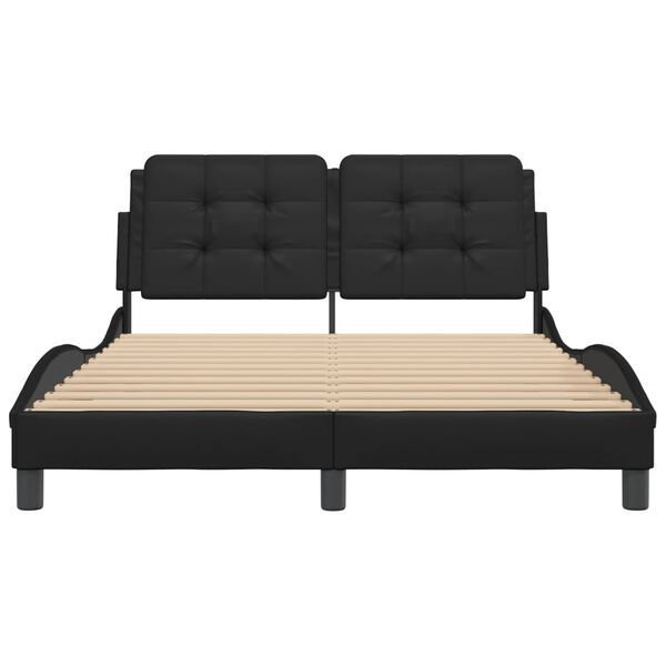vidaXL Cadru de pat fără saltea, Zadar, negru, 120x200 cm, piele ecologică