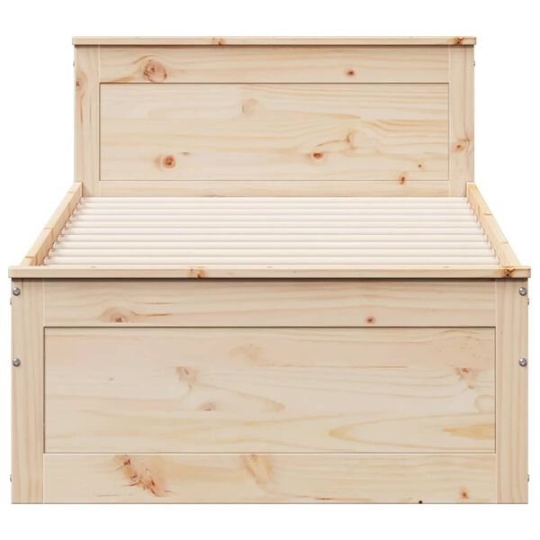 vidaXL Cadru de pat fără saltea/cu tăblie, 90x200 cm, lemn masiv pin