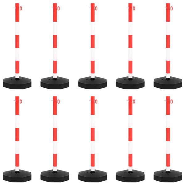 vidaXL Set st&acirc;lp semnalizare trafic, cu lanț din plastic de 10 m