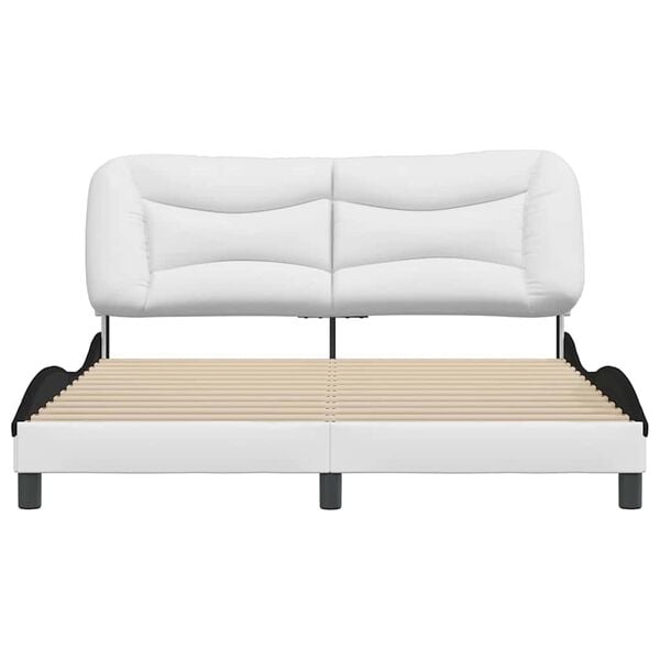 vidaXL Cadru de pat fără saltea, Hvar, alb/negru, 160x200 cm, piele ecologică