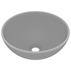 vidaXL Chiuvetă baie lux, gri deschis mat, 32,5x14cm, ceramică, rotund
