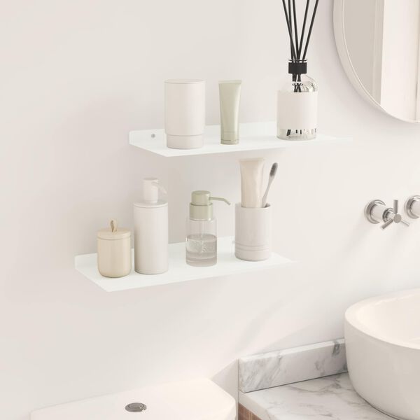 vidaXL Raft suspendat Pe perete 2 pcs Alb 40 x 18 x 2,5 cm Oțel