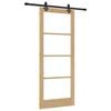 vidaXL Ușă glisantă natural 86 x 211 cm Lemn masiv de pin și sticlă