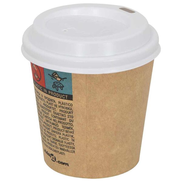 vidaXL Capace pentru ceașcă cafea h&acirc;rtie 4oz 1000 buc plastic alb