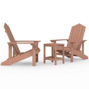 vidaXL Scaune de grădină Adirondack cu masă, maro, HDPE