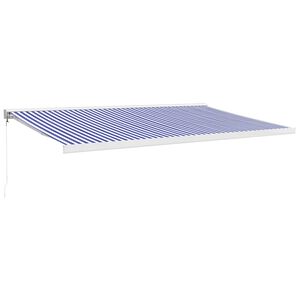 vidaXL Copertină retractabilă albastru/alb, 5x3 m, textil/aluminiu