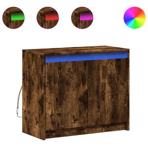 vidaXL Dulap cu LED, stejar fumuriu, 72x34x61 cm, lemn prelucrat