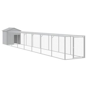 vidaXL Coteț pui cu incintă gri deschis 117x813x123 cm oțel galvanizat
