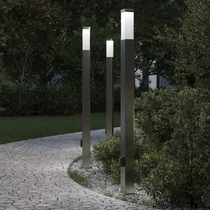 vidaXL St&acirc;lpi iluminatori cu priză, 3 buc., 110 cm, oțel inoxidabil, IP44