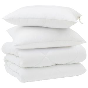 vidaXL Duvet de iarnă cu pernă 3 buc. Alb Microfibră