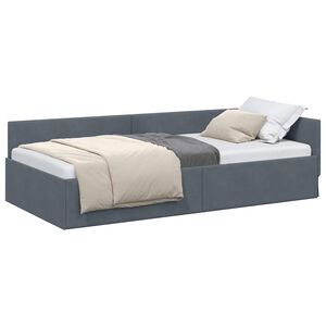vidaXL Cadru de pat colțar Gri &icirc;nchis 80 cm x 200 cm Catifea