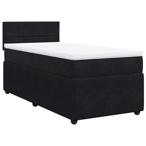 vidaXL Pat box spring cu saltea, negru, 90x190 cm, catifea