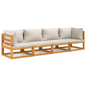 vidaXL Set mobilier grădină, perne gri deschis, 4 piese, lemn masiv