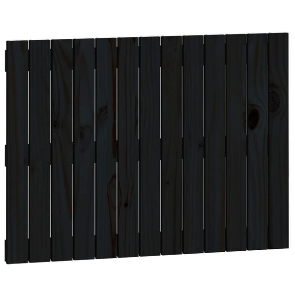 vidaXL Tăblie de pat pentru perete, negru, 82,5x3x60cm, lemn masiv pin