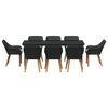 vidaXL Set de masă pentru grădină cu pernă 9 pcs Negru poliratan