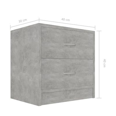 vidaXL Noptiere, 2 buc., gri beton, 40 x 30 x 40 cm, PAL