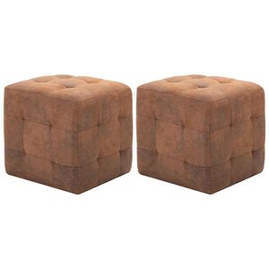 vidaXL Noptiere, 2 buc., maro, 30x30x30, piele &icirc;ntoarsă ecologică