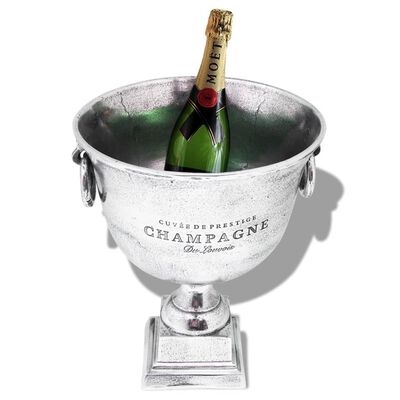 vidaXL Frapieră șampanie, formă cupă trofeu, aluminiu, argintiu