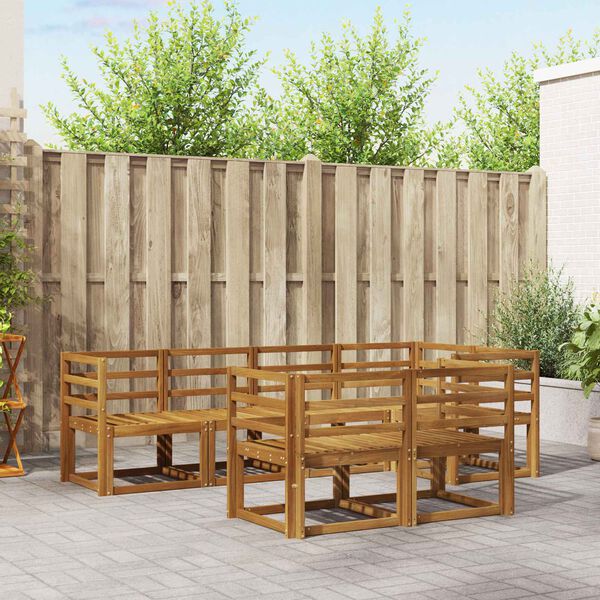 vidaXL Set de canapele de exterior cu pernă 7 pcs Natural și Antracit